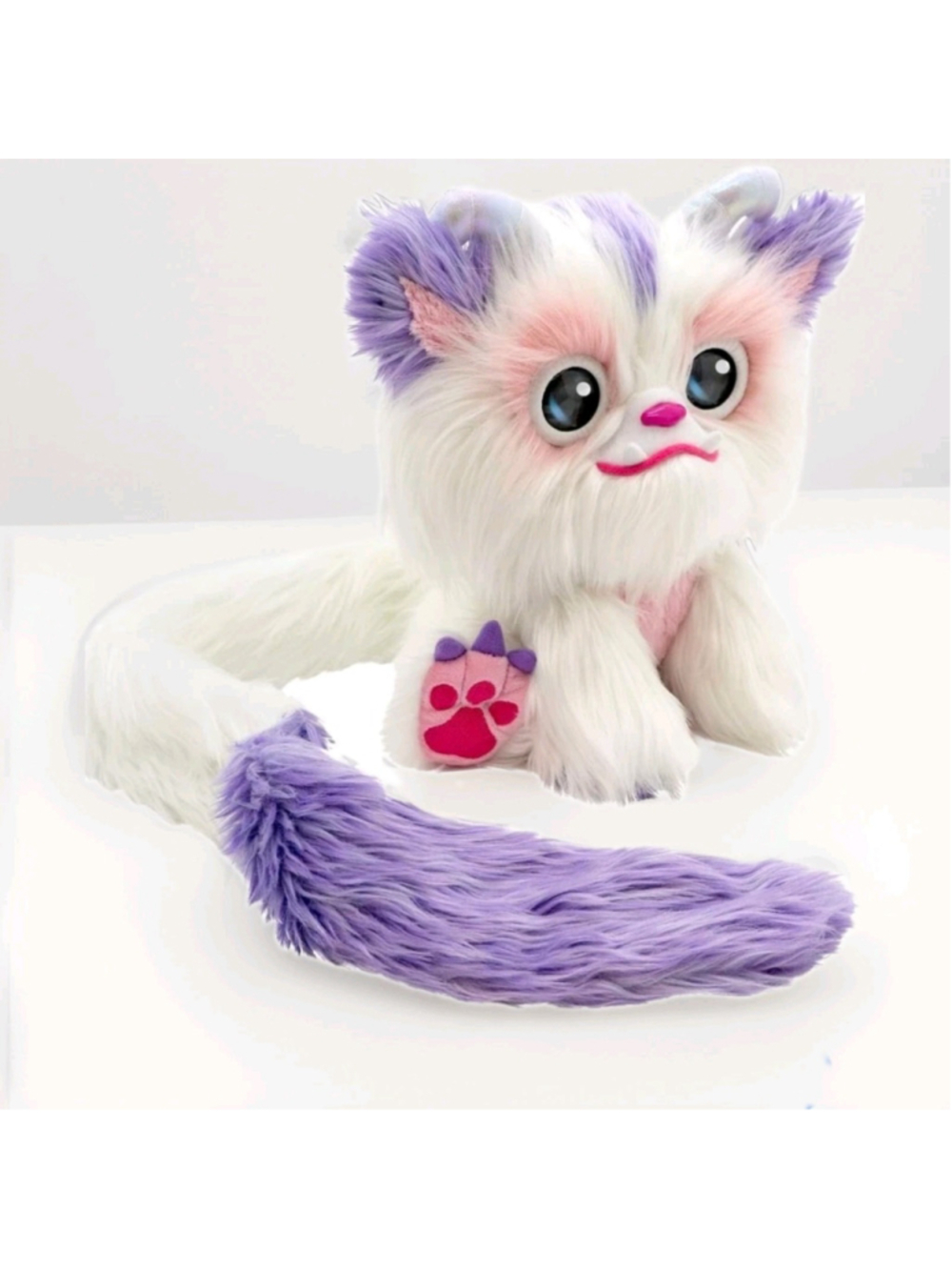Furlings Aspen - 13" Interactive Plush Toy, 80+ Sounds & Animations White Purple